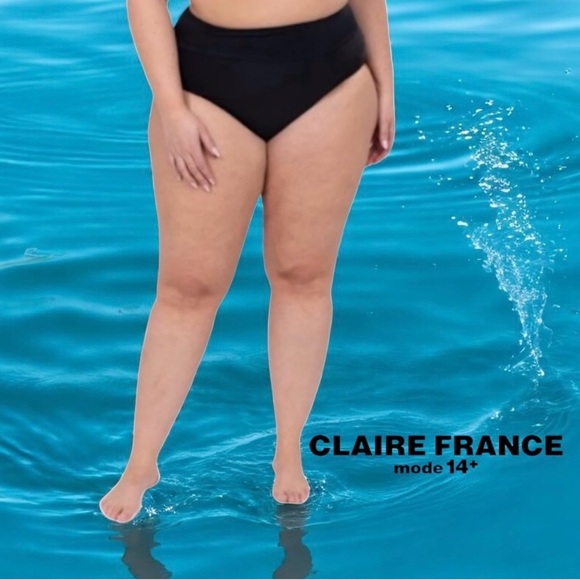 NWOT, Claire France, Plus Size Classic Swimsuit Briefs, 3X, Black 🌴 - Picture 1 of 9